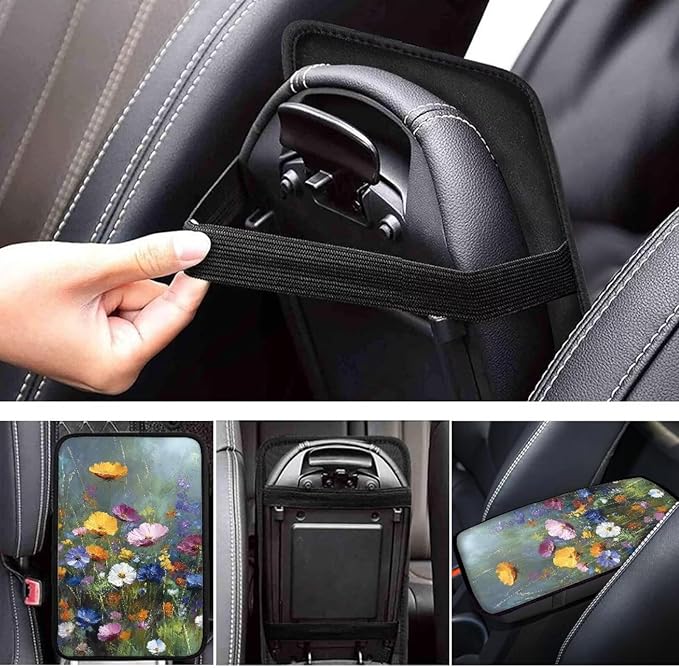 Cute Flowers Car Center Console Cushion Pad Armrest Cover Protec Arm Rest Cover Car Protect from Pet Claws 12.3 x 7.5 Inch Universal Fit for Vehicles,Cars,Suvs,Vans,Sedans