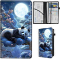 Qindaiwen Car Registration and Insurance Holder, Vehicle Card Document Elastic Band Closure Glove Box Organizer, Driver License Cards, Car Accessories for Essential Info, Panda