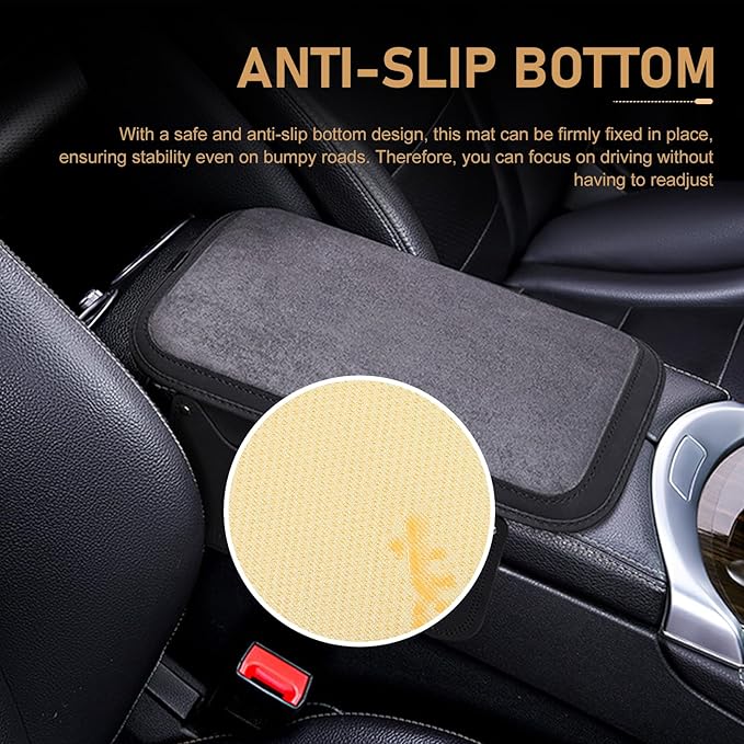 Car Center Console Cover with 2 Storage, Anti-scratch Automotive Arm Rest Cover Cushion, Vehicle Center Console Protector Pad, Universal for Most Cars SUVs (Black)