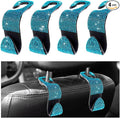 4 PCS Car Seat Headrest Hooks, Bling Crystal Rhinestone Back Seat Hanger Storage Organizer, Sparkly Seatback Holder Hooks for Purse and Bags Universal For Most Vehicles (Lake Blue)