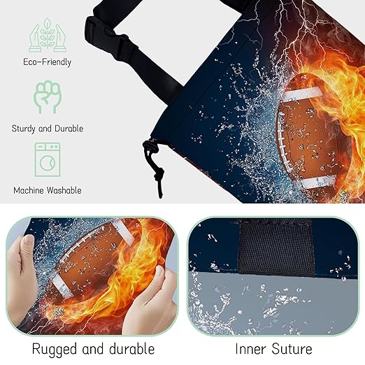 NHNXHWIA American Football Car Trash Bag,Fire and Water Hanging Drawstring Car Garbage Bag,Waterproof Canvas Car Back Seat Organizer with Adjustable Buckle,for Vehicles,SUVs,Camping,Road Trips