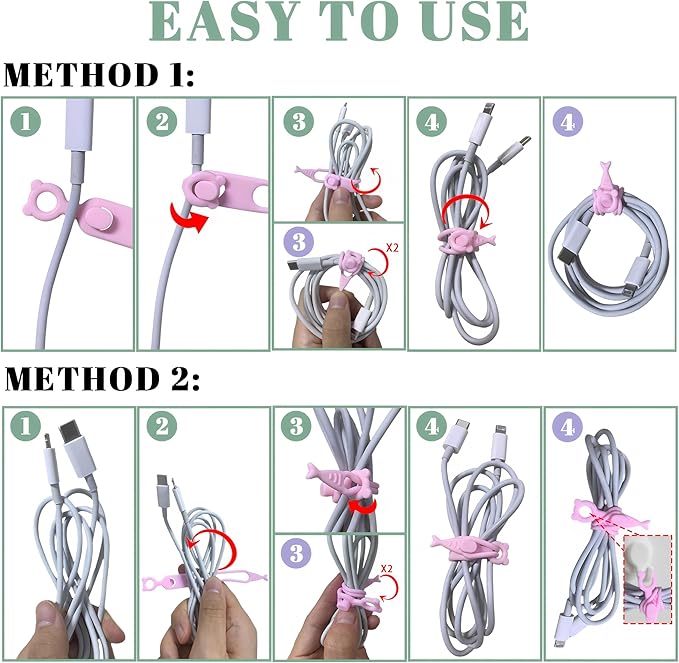 Cord Organizer,36PCS Silicone Cable Ties,Reusable Weatherproof Travel Cable Organizer,High Elasticity Wraps for Bundling Earphone,Phone Charger,Computer Cords,Wire Straps in Home,Office,Kitchen,School