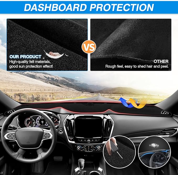 Cartist Dash Cover fits for Chevy Traverse 2018 2019 2020 2021 2022 2023 Dashboard Cover Mat for Traverse Accessories Non-Slip Carpet Sunshield Glare UV Rays Protector