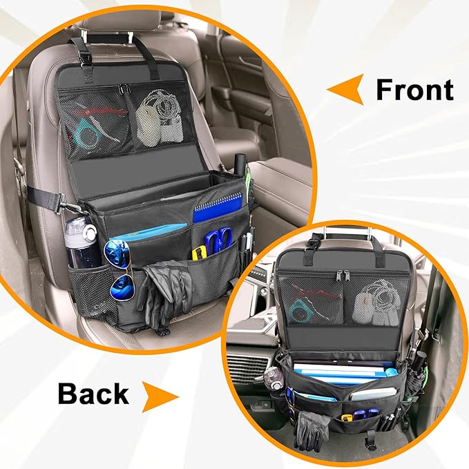 MENZOKE Car Front Seat Organizer, Patrol Bag Law Enforcement, Hanging Passenger Seat Car Organizer with 17 Inch Laptop Storage, Adjustable Strap Backseat Organizers for Truck Office, Police, Black