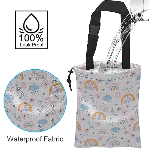 ghatobty Car Trash Bag Hanging Cloud Rainbow Flower Car Trash Can Waterproof Garbage Bag Hanging for Car Back Seat