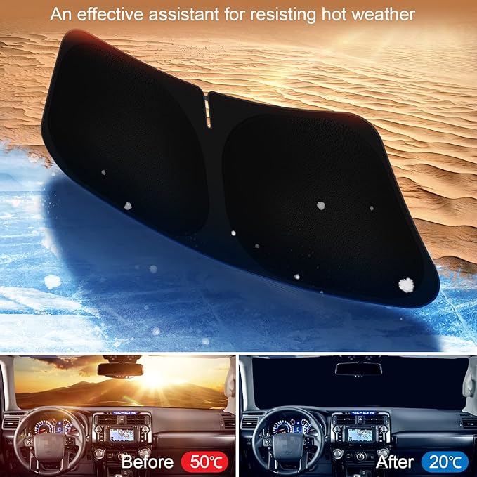 SHINEHOME Car Windshield Sun Shade Compatible with 2010-2025 2026 Toyota 4Runner 4-Runner 5th Gen SUV, SR5 Trail Limited Accessories Foldable Front Sunshade Protector Blocks UV Rays Keep Car Cooler