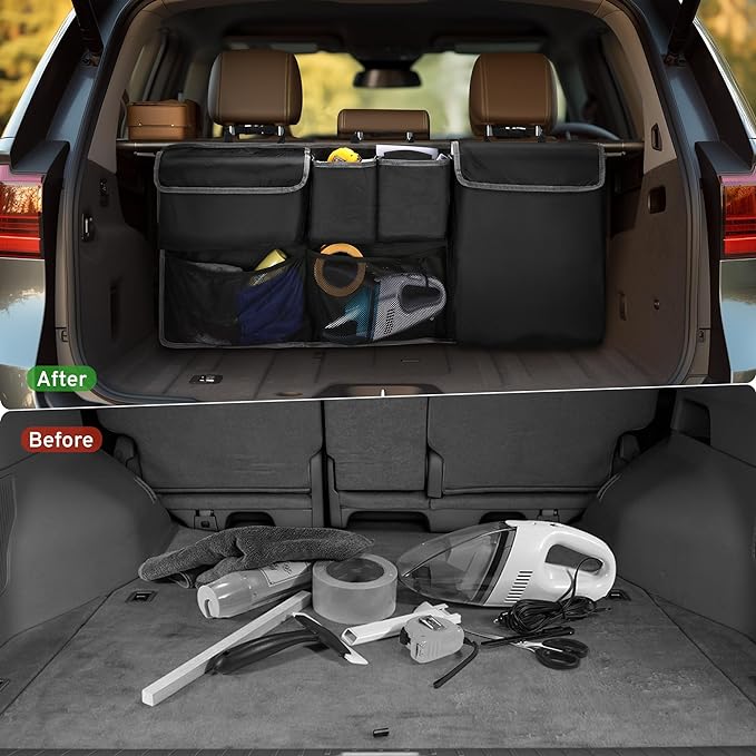 XHRING Car Trunk Organizer Storage Backseat Hanging Bag for Mazda CX5/CX-5 CX30/CX-30 CX50/CX-50 CX9/CX-9 CX3 CX7/CX-7 GS GT I Sport Touring Carbon Edition SUV Camping Accessories 2000-2025 2026