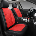 AOOG Leather Car Seat Covers with Car Backseat Organizer, Universal fit Automotive Vehicle Most Sedan SUV Pick-up Truck (Front Pair, Black&Red)