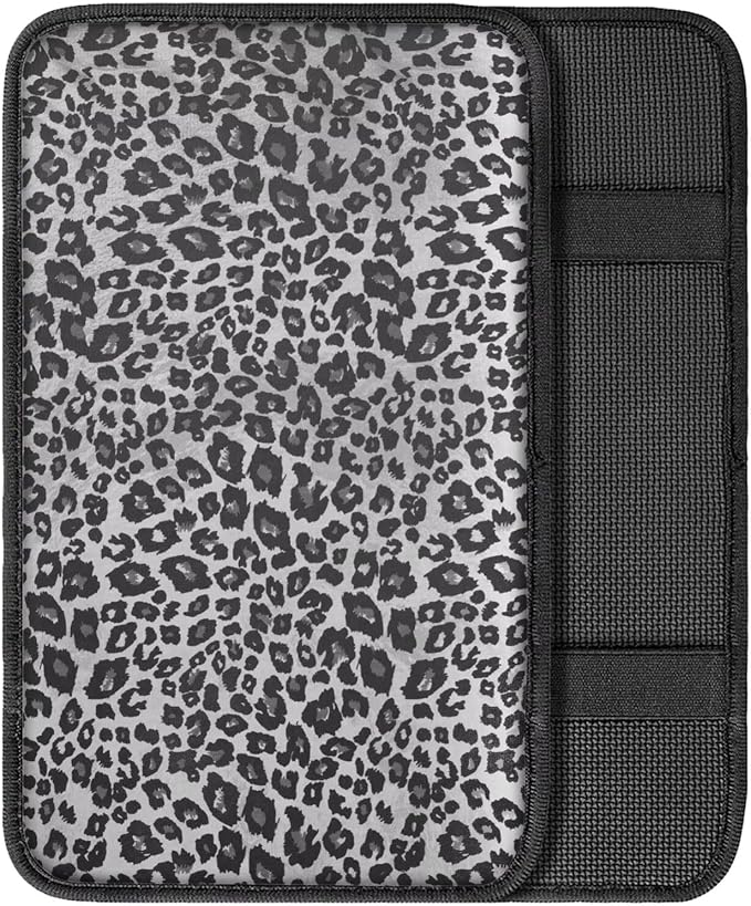 Horeset Anti-Scratch Car Console Covers Auto Accessories, Non-Slip Arm Rest Cushion Protection Fit SUV Sedan Truck, Easy to Install Black and White Leopard Print