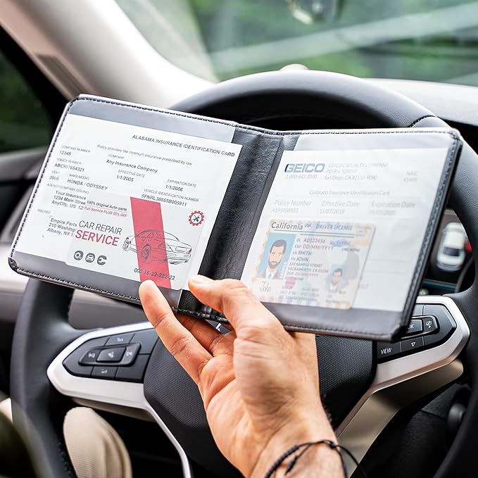 CANOPUS Car Registration and Insurance Holder, Magnetic Closure, Embossed Card Document Holder, Vehicle Glove Box Organizer, Wallet for Auto, SUV, Motorcycle, Truck, Waterproof, SUV Model