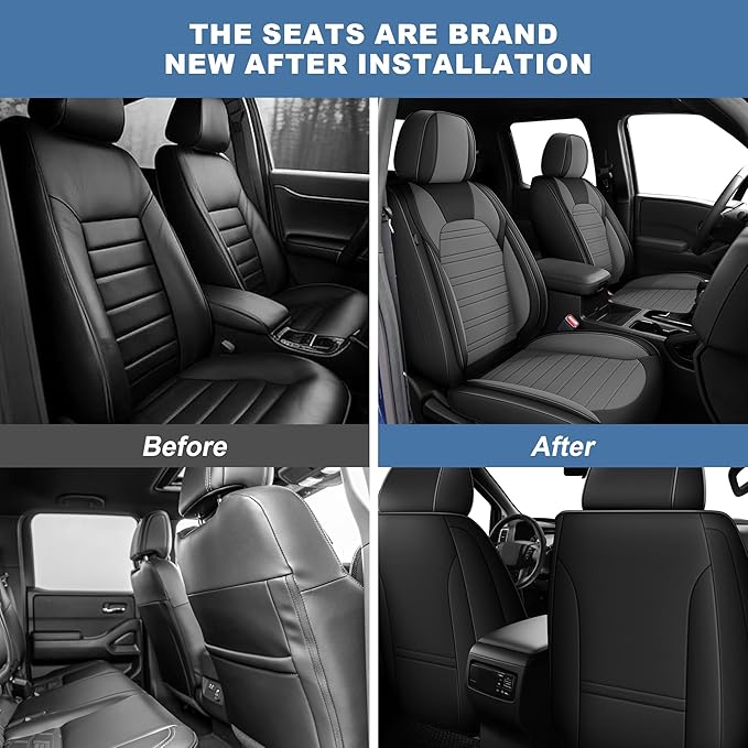 Ahsrnl Seat Covers Fit for Mitsubishi Eclipse Cross 2018-2025 2026 Faux Leather Waterproof Seat Covers（2PCS Front Pair, Black & Gray