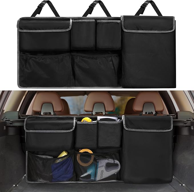 XHRING Car Trunk Organizer Storage Backseat Hanging Bag for Mazda CX5/CX-5 CX30/CX-30 CX50/CX-50 CX9/CX-9 CX3 CX7/CX-7 GS GT I Sport Touring Carbon Edition SUV Camping Accessories 2000-2025 2026