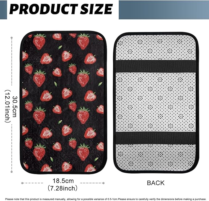 CLOHOMIN Red Strawberry Car Center Console Cover Pad Cute Auto Arm Rest Cover Winter Car Armrest Cover Accessories for Sedan SUV Van
