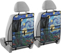 JIPONI Car Backseat Organizer, Van‘Gogh Starry Art Automotive Back Seat Protector, Kick Mats with Storage Pockets for Kids Pets, Road Trip Accessories (2 Pack)