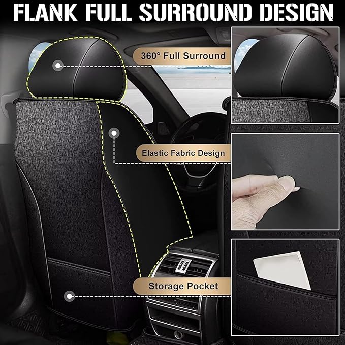 TTX LIGHTING 2 Front Car Seat Covers Custom Fit for Dodge Dart 2013-2016 Seat Covers Cushion Faux Leather Compatible with Airbag(Black)