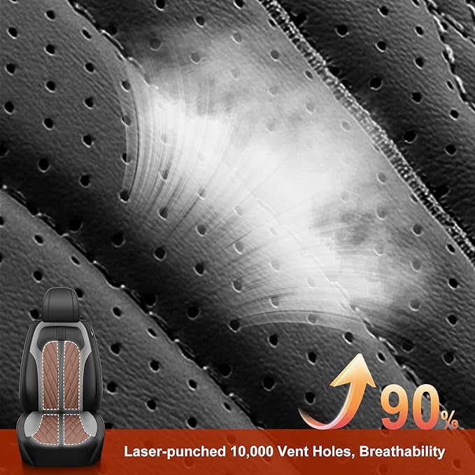 TTX LIGHTING Seat Covers Fit for Subaru Forester 2007-2026 Front Seat Covers Faux Leather Car Seat Covers Breathable Waterproof Car Seat Protector (2 Seats, Black&Grey)
