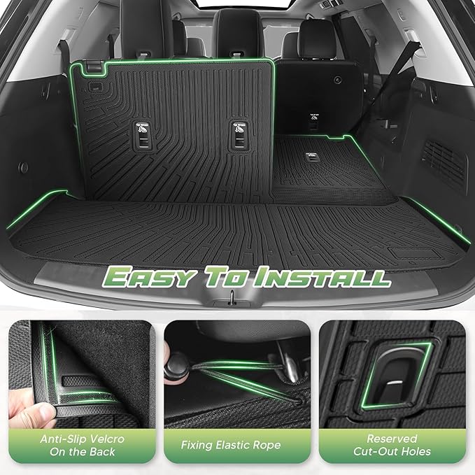 Cartist Floor Mats and Cargo Liner Fit for Nissan Pathfinder 7 Seats 2022-2026 All Weather TPE Floor Mat Pathfinder Accessories Heavy Duty Carpet Protection (Trunk Mat with Backrest Mat+Floor Mats)