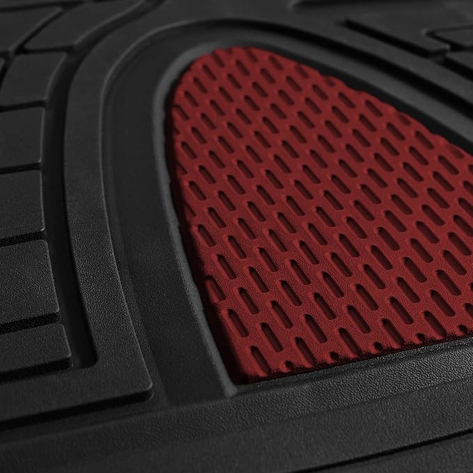 FH Group Car Floor Mats - Heavy-Duty Rubber Floor Mats for Cars, Universal Fit Full Set, Trimmable Automotive Floor Mats, Climaproof Floor Mats for Most Sedan, SUV, Truck Floor Mats Burgundy
