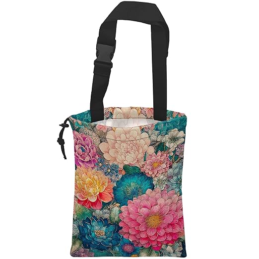 UUCBTAH Car Trash Bag Hanging Colorful Flowers Blooming Car Trash Can for Back Seat Waterproof Car Trash Bin with Adjustable Straps and Drawstring for Car Accessories Vehicle Travelling Camping