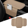 Car Armrest Cushion, Leather Soft Vehicle Center Console Cover with 2 Storage Bag, Breathable Automotive Interior Arm Rest Protection Pad Accessories, Universal for SUV Sedan Truck(Beige)