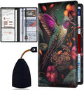 Car Registration and Insurance Card Holder for Women Men, Waterproof PU Leather Glove Box Car Organizer with Magnetic Shut, Vehicle Document Holder for Driver License,Cards, Hummingbird Color