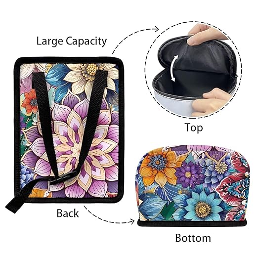Bright Blossom Flower Car Trash Can Hanging Garbage Bags for Back Seat,Durable Large Capacity Automotive Garbage Bin Rubbish Storage Bag for Travel，Picnic