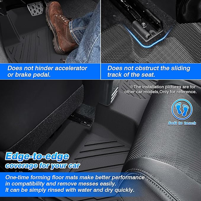Floor Mats for Toyota Tacoma 2024 2025 2026 Double Cab (Not fit Hybrid) All Weather Floor Mat for Tacoma Accessories Heavy Duty TPE Floor Liners (Automatic Transmission)