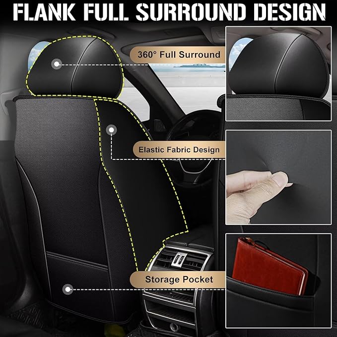 TTX LIGHTING 2 Front Car Seat Covers Custom Fit for Dodge Dart 2013-2016 Seat Covers Cushion Faux Leather Compatible with Airbag(Gray)