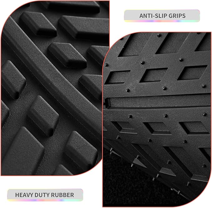 PIC AUTO Car Floor Mats, Red Aluminum-Molded with Full-Circle Iridescent Inlay Strip Car Mats, Universal-Fit Rubber Mats for Cars, Trucks & SUVs, All-Weather, Non-Slip, Easy-to-Clean Interior Mats