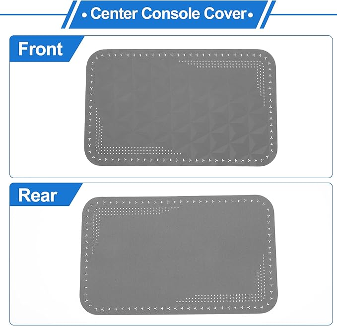 Car Center Console Cushion Pad 12.59"X7.67" Center Console Cover Armrest Seat Box Cover Faux Leather Grey