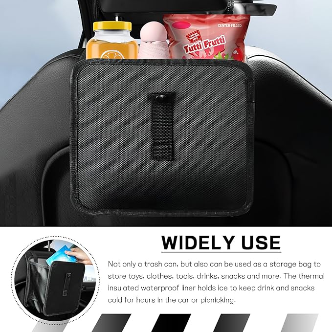 Foldable Car Trash Can, Waterproof Leakproof Hanging Auto Garbage Can, Multifunctional Large Capacity Vehicle Garbage Bag Storage Bag Organizer, Interior Car Accessories (Large)