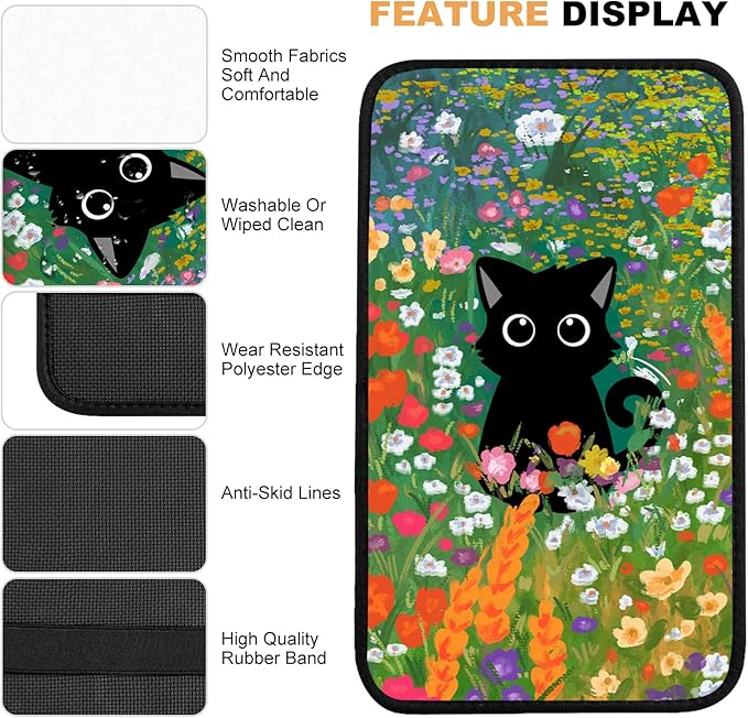 Auto Center Console Cover,Black Cat3 Soft Waterproof Car Center Console Cover,Universal Fit for Most Vehicle SUV Truck Accessories Decor