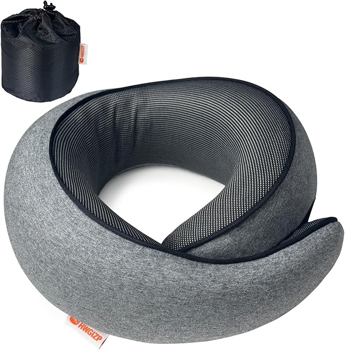 HWGIZP Travel Pillow | High-Density Memory Foam Pillow with 360° Surround Support. Ergonomically Designed. Ideal for Airplane Travel and Home Use.