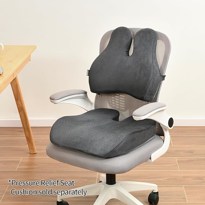 Zickskt Lumbar Support Pillow for Office Chair - Memory Foam Back Cushion for Chair, Car, Couch - Lumbar Pillow Promotes Better Posture, Back Pain Relief with Adjustable Strap & Non-Slip