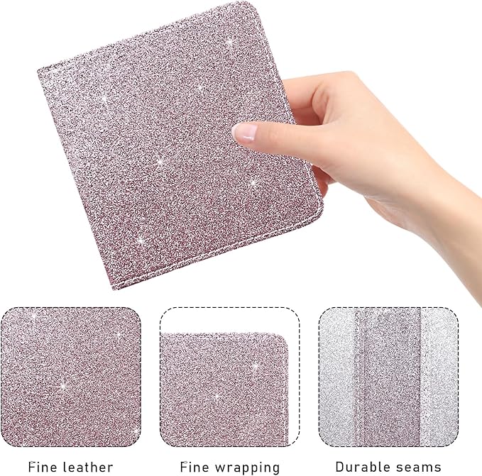 Ziciner Car Registration and Insurance Holder, Auto Card Document Glove Box Organizer with Magnetic Closure, Universal Vehicle Interior Accessories for Cars SUVs (Glitter Pink-Small)