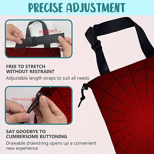 KXWQTRDD Car Garbage Bag Red Spider Web Drawstring Car Trash Bag Hanging for Back Seat with Adjustable Buckle Canvas Vehicle Trash Can Easy-to-Install
