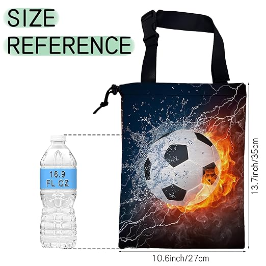 NHNXHWIA Soccer Ball Car Trash Bag,Fire and Water Hanging Drawstring Car Garbage Bag,Waterproof Canvas Car Back Seat Organizer with Adjustable Buckle,for Vehicles,SUVs,Camping,Road Trips