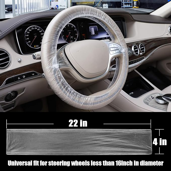 SEG Direct Disposable Plastic White Opaque Steering Wheel Cover, 100pcs/Carton, Universal for Cars, Trucks