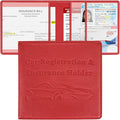 New Fashion Kingdom Car Registration and Insurance Holder, Premium PU Leather Vehicle Glove Box Car Organizer Men Women Wallet Accessories Case for ID, Driver's License - Red