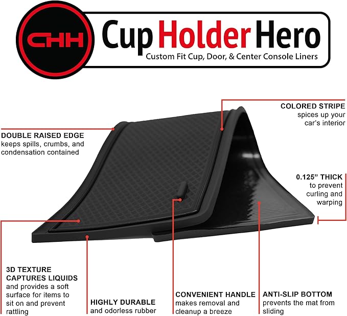 CupHolderHero Fits with Subaru Crosstrek 2018-2022 and Subaru Impreza 2017-2022 Premium Custom Interior Non-Slip Anti Dust Center Console Organizer Tray with Liner Mats, 3-pc Set (Solid Black)