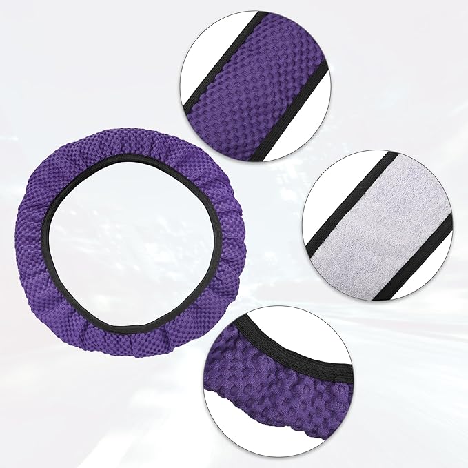 X AUTOHAUX Steering Wheel Cover Universal Elastic Stretch Antislip Breathable Microfiber Ice Silk Interior Trim Wheel Protector for Car Truck SUV Purple