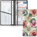 ALAZA Vintage Flowers Floral Car Registration and Insurance Card Holder Vehicle Glove Box Car Organizer Driver License Documents Holder Waller Case Organizers