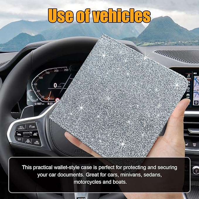 Kewucn Car Registration and Insurance Holder, Leather Auto Glove Box Organizer, Vehicle Compartment Accessories Case for Cards, Driver License & Essential Documents