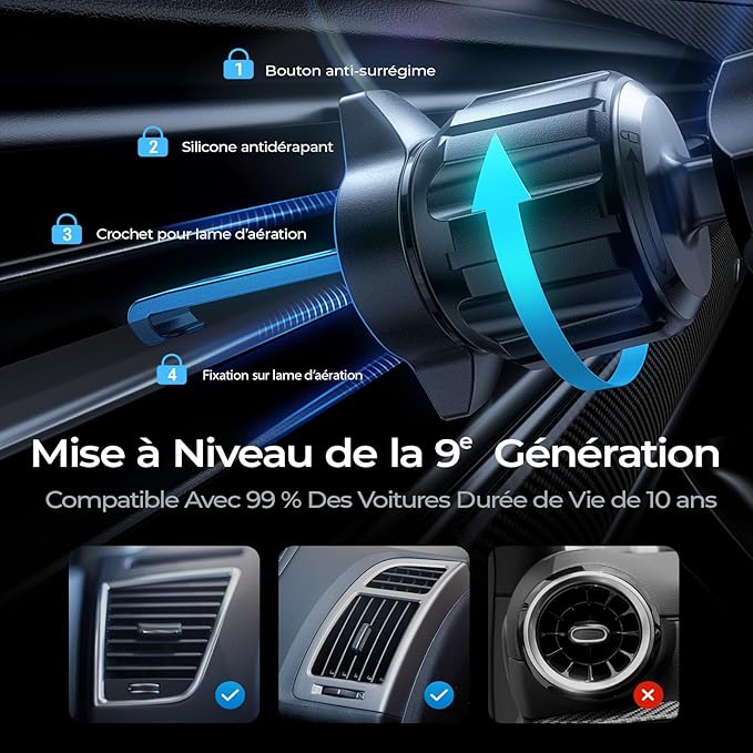 LISEN for 15W MagSafe Car Mount Charger,Air Vent/Dashboard iPhone Magnetic Wireless Car Charger,Super Fast Charging MagSafe Charging Mount Wireless for iPhone 16 15 14 13 12,Black