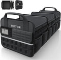 HOTOR Tactical Car Trunk Organizer - Foldable Trunk Organizer for SUV with Front MOLLE Pocket & Reflective Strips, Essential Car Accessories for Tools & Outdoor Storage, 12.8" x 32.3" x 11.0", Black