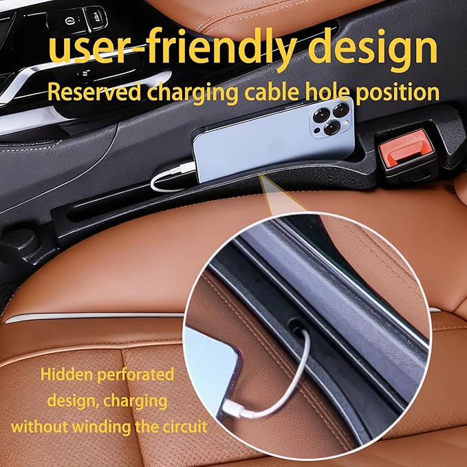 Keaixinyu 2PCS New Universal Car Seat Gap Filler Organizer with Hook Durable & Easy Install, for Cars SUV Trucks, Car Essentials, Effectively for Avoiding Dropped Items (Black)