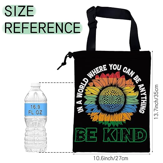 NHNXHWIA Peace Car Trash Bag,Be Kind Hanging Drawstring Car Garbage Bag,Waterproof Canvas Car Back Seat Organizer with Adjustable Buckle,for Vehicles,SUVs,Camping,Road Trips