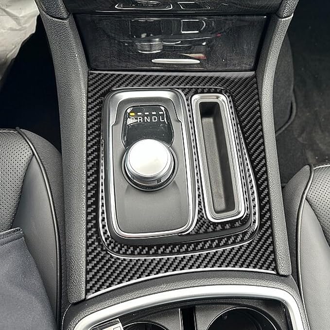 NVCNX Real Premium Carbon Fiber for Chrysler 300 Accessories 2015-2023 2016 2017 2018 2019 2020 2021 2022 S/C/Limited/Touring Car Center Console Gear Shift Panel Cover Interior Trim Sticker Decal 3PCs