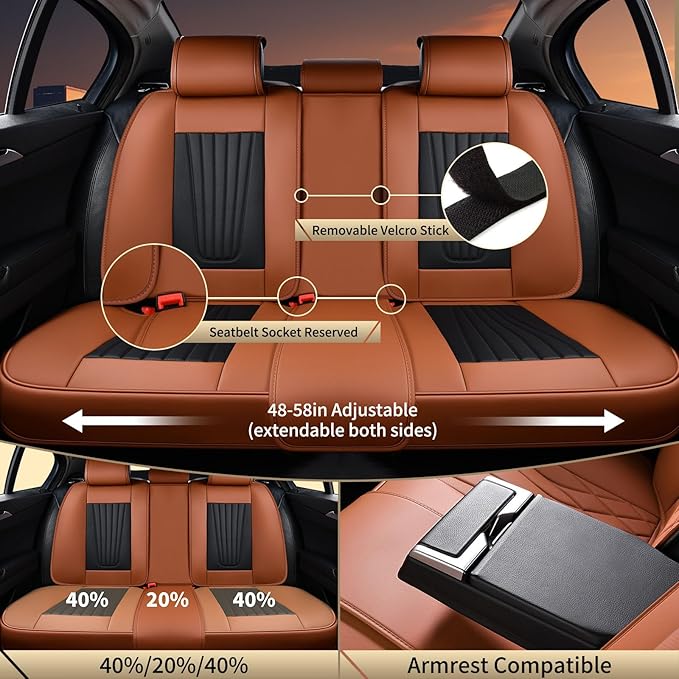 FLORICH Car Seat Covers, Premium Leatherette Car Seat Covers Front Seats, Breathable Car Seat Cushion for Cars, Automotive Seat Protectors for Most Sedans Cars SUV Trucks, Black&Brown