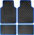 FH Group Universal Fit Diamond Pattern Faux Leather Automotive Floor Mats fits Most Cars, SUVs, and Trucks Blue